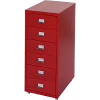 MCW Ladekast, ladekast op wielen, stalen ladekast, 69x28x41cm 6 laden ~ rood