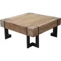 MCW Salontafel -A15, woonkamertafel, massief rustiek dennenhout MVG-gecertificeerd ~ natuurlijke kleur 60x60cm