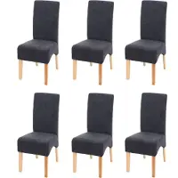 Mendler Set van 6 eetkamerstoelen Latina, keukenstoelen, stof/textiel, MVG-gecertificeerd ~ donkergrijs, lichte poten