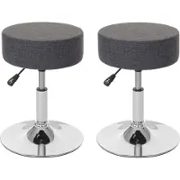 MCW Set van 2 krukken -C22, kruk make-up kruk, in hoogte verstelbaar Ø 35cm ~ textiel, grijs