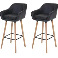 Mendler Set van 2 barkrukken Malmö T381, barkruk counterkruk ~ kunstleer, zwart