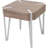 MCW Kos T574 salontafel, bijzettafel, 52x50x50cm MVG-gecertificeerd ~ eiken, lichtgekleurde metalen poten