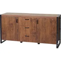 MCW Dressoir -A27, ladekast, kast, 3D structuur 2 opbergvakken 80x160x40cm MVG-gecertificeerd MDF metaal ~ wild eiken look