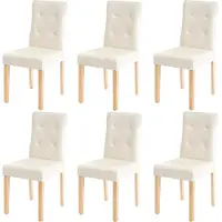 MCW Set van 6 eetkamerstoelen -E58, stoel eetkamerstoelen ~ kunstleer crème, lichtgekleurde poten