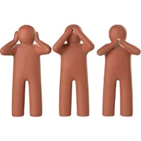 J-Line figuur P'tit Maurice Horen/Zien/Zwijgen - polyresin - oranje - large - 3 stuks