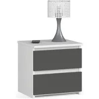 Akord Nachtkastje CL2 met 2 Lades / Furniture Factory / Wit - Grafietgrijs / 40 x 40 x 35 cm