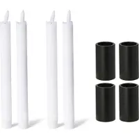 Novaliv 4x magnetische kaarsenhouders 2,8x7,5cm ZWART met LED-kaarsen premium echte was flikkerend effect warm witte kaarshouder woonkamerdecoratie kaarsenhouder stokkaarsen magneet tafelkaarsen scandic chic