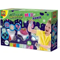 SES Creative - Slime mix it mania - Slijm mixen – Experimenteer set - Kant en klare slijm in 7 kleuren met sterren, kralen en balletjes - Goed uitwasbaar - Glutenvrij