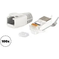 S-Impuls RJ45 krimp connectoren | 3-delig | STP | CAT6/6a/7 | vaste/flexibele aders | 100 stuks | grijs