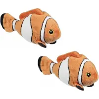 Nature Planet Set van 3x stuks knuffels clownvis oranje/wit 13 cm