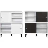Hioshop Evolution wandkast 2 deuren, 4 planken wit, zwart.