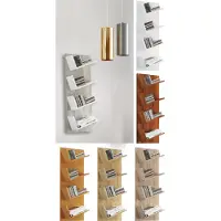 Hioshop Lansi wandkast Wandbevestiging met 4 schuine plankenwit.