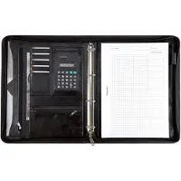 Alassio ringmap Massa, A4, kunstleer, met rekenmachine, zwart