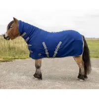 QHP SHETLAND FLEECEDEKEN MET HALS Donkerblauw