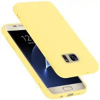 Cadorabo TPU Liquid Silicone Case Cover (Galaxy S7), Smartphonehoes, Geel