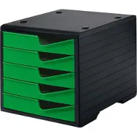 Styro Ladebox styroswing, 5 laden, uittrekstop & verzonken greep, stapelbaar, B 270 x D 340 x H 255 mm, polystyreen, zwart-gekko