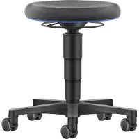 BIMOS Kruk Allround - in hoogte verstelbaar 450 - 650 mm - Supertec - dubbele wielen - zwart en kleur ring blauw