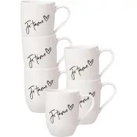 Villeroy & Boch Becher mit Henkel 'Je t'aime' Becher Liebe Statement 290 ml Set van 6