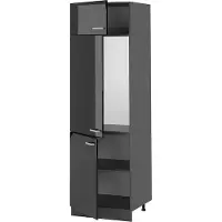 Vicco Koelkast ombouwkast R-Line Zwart hoogglans 60 cm, Model 41084