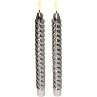 Anna's Collection LED Dinerkaars Swirl Zilver D 2,1 H 25 Cm 2 Stuks