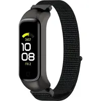 Strap-it Nylon Smartwatch bandje - Geschikt voor Samsung Galaxy Fit 2 nylon bandje - zwart - Horlogeband / Polsband / Armband