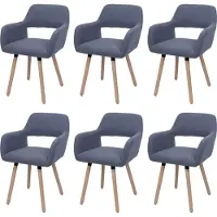 MCW Set van 6 eetkamerstoelen -A50 II, stoel keukenstoel gestoffeerde stoel, hout stof/textiel corduroy (400 g/m²) MVG ~ donkergrijs