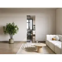Vente-unique Schuifdeur met schuifsysteem in aluminium en gehard glas - H205 x B83 cm - WILDEN II