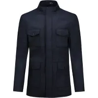 Allthemen Heren Regular Fit Jas met Opstaande Kraag - Halflang met Ritssluiting - S
