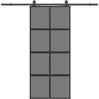 vidaXL Schuifdeur met beslagset 90x205 cm gehard glas zwart