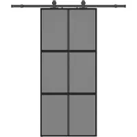 vidaXL Schuifdeur met beslag, zwart, 90x205 cm, veiligheidsglas
