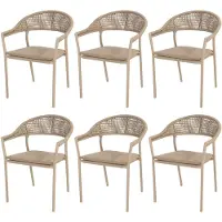 4 Seasons Outdoor Sienna stapelbare dining tuinstoel rope venao latte Taste 4SO set van 6