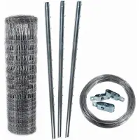 Aquagart 200m wildhek, boshek, geknoopt draadgaas 150/12/30 + palen + spandraad