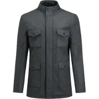 Allthemen Heren Regular Fit Jas met Opstaande Kraag - Halflang met Ritssluiting - S
