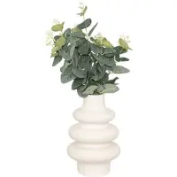Atmosphera Kunstplant eucalyptus met keramieken vaas - 20x7x37cm - Wit