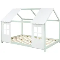 En.casa Kinderbed Tostedt huisbed grenen mint en wit 140x200 cm []