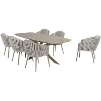 4SO Eva Prado dining tuinset 240x105xH75 cm 7 delig latte met keramisch deens ovaal blad