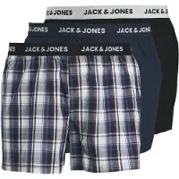Jack & Jones Heren plus size wijde boxershorts geweven jacsaigon 3-pack donkerblauw/zwart