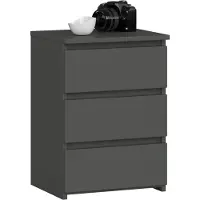 Akord Nachtkastje CL3/40 met 3 Lades / Furniture Factory / Grafietgrijs / 40 x 57 x 35 cm