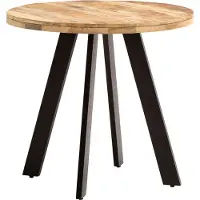Wohnling Eettafel 80x80x75 cm, mango massief hout. Moderne eettafel, stevige keuken tafel met metalen poten. Ronde houten tafel voor de eetkamer, kleine eettafel