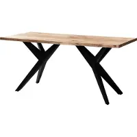 Wohnling Eettafel 200x100x76 cm, massief acaciahout, metalen frame. Eettafel in loft-stijl voor de keuken, met metalen poten. Industriële, grote eettafel