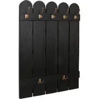 MCW Wandkapstok -N95, kapstokpaneel, paulownia 7 haken 86x60cm ~ zwart