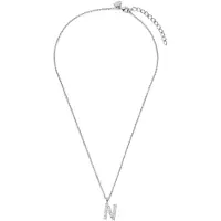 New Bling - 9NB-1455-N - zilveren ketting met letter N - zirkonia steentjes - 925 sterling silver - rhodium plated