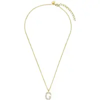New Bling - 9NB-1456-G - zilveren ketting met letter G - zirkonia steentjes - 925 sterling silver - gold plated