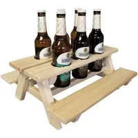Merkloos -Line Bierfleshouder Picknickbank Bruin bruin Hout Bierglas