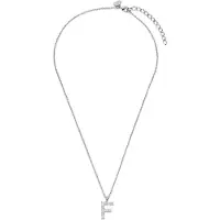 New Bling - 9NB-1455-F - zilveren ketting met letter F - zirkonia steentjes - 925 sterling silver - rhodium plated