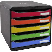 Exacompta Ladebox BIG-BOX PLUS, A4+ formaat, 5 halfopen laden met uittrekstop, verzonken greep & etikethouder, harlekijn