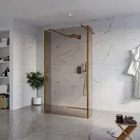 FortiFura Galeria Vrijstaande Inloopdouche - 110x200cm - rookglas - antikalk - 8mm veiligheidsglas - 2 zijwanden 40cm - wandsteunen en hoekprofielen - PVD - geborsteld koper SW927772