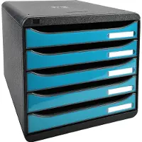 Exacompta ECOBlack Ladekastje Kunststof Turkoois, zwart 5 Lades 27,8 x 34,7 x 27,1 cm