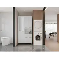 Vente-unique Badkamerkast met staande spiegel​​​​ - 180 cm - Wit - MINELA