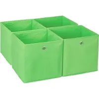 Relaxdays kastmand - set van 4 - opvouwbaar - 30x30x30 cm - voor kleding - speelgoed - groen